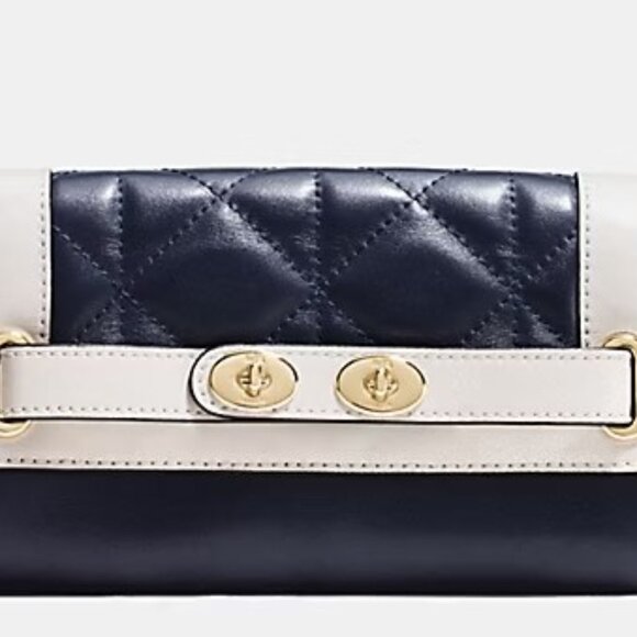 NWT Coach F53910 Envelope Wallet Navy Blue Quilted Leather $295 Imperfect As Is - Picture 6 of 13